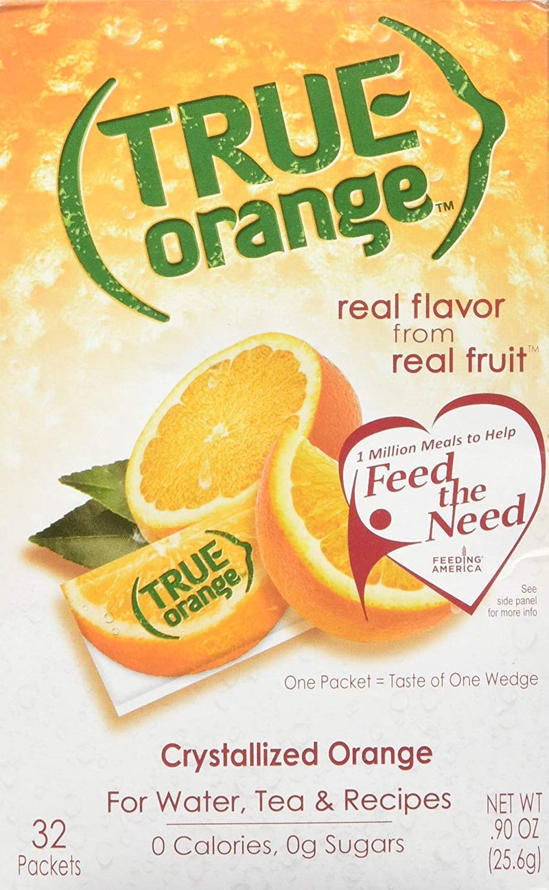 TRUE ORANGE Water Enhancer (32 Packets) | Zero Calorie Water Flavoring | For Water, Bottled Water, Iced Tea & Recipes | Water Flavor Packets Made with Real Oranges